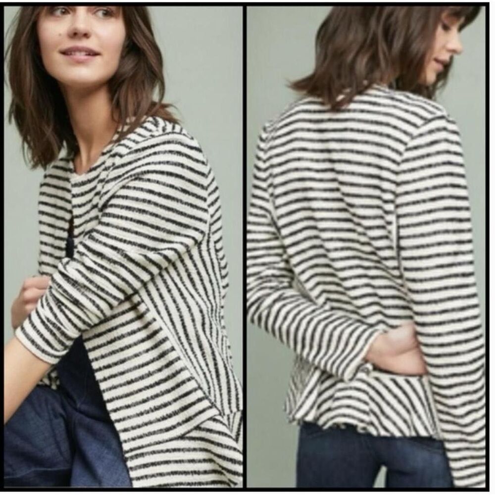 Dolan Left Coast Collection Anthropologie Striped Open Peplum Blazer Jacket XS